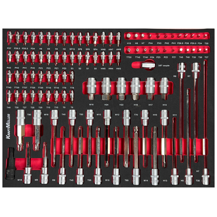 Servante d'atelier KRAFTMULLER KM-7/8 XXL EDITION - 7 tiroirs & 1 porte frontale Noir- 262 pièces