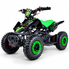 Quad 49cc Carbone Luxe VERT bridage + coupe circuit