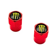 BOUCHONS DE VALVE X2 EN ALUMINIUM MONSTER ROUGE