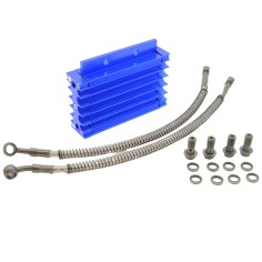 Radiateur d’huile alu bleu CNC durite 460 mm dirt bike / pit bike
