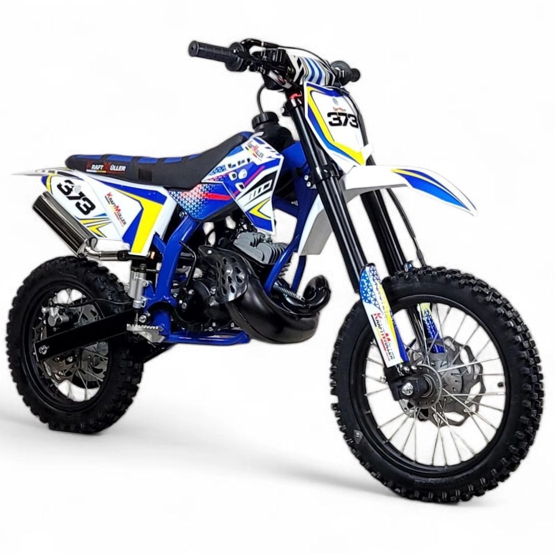 Pit bike 50 Varman Italjet bleu vue d ensemble avec annotations