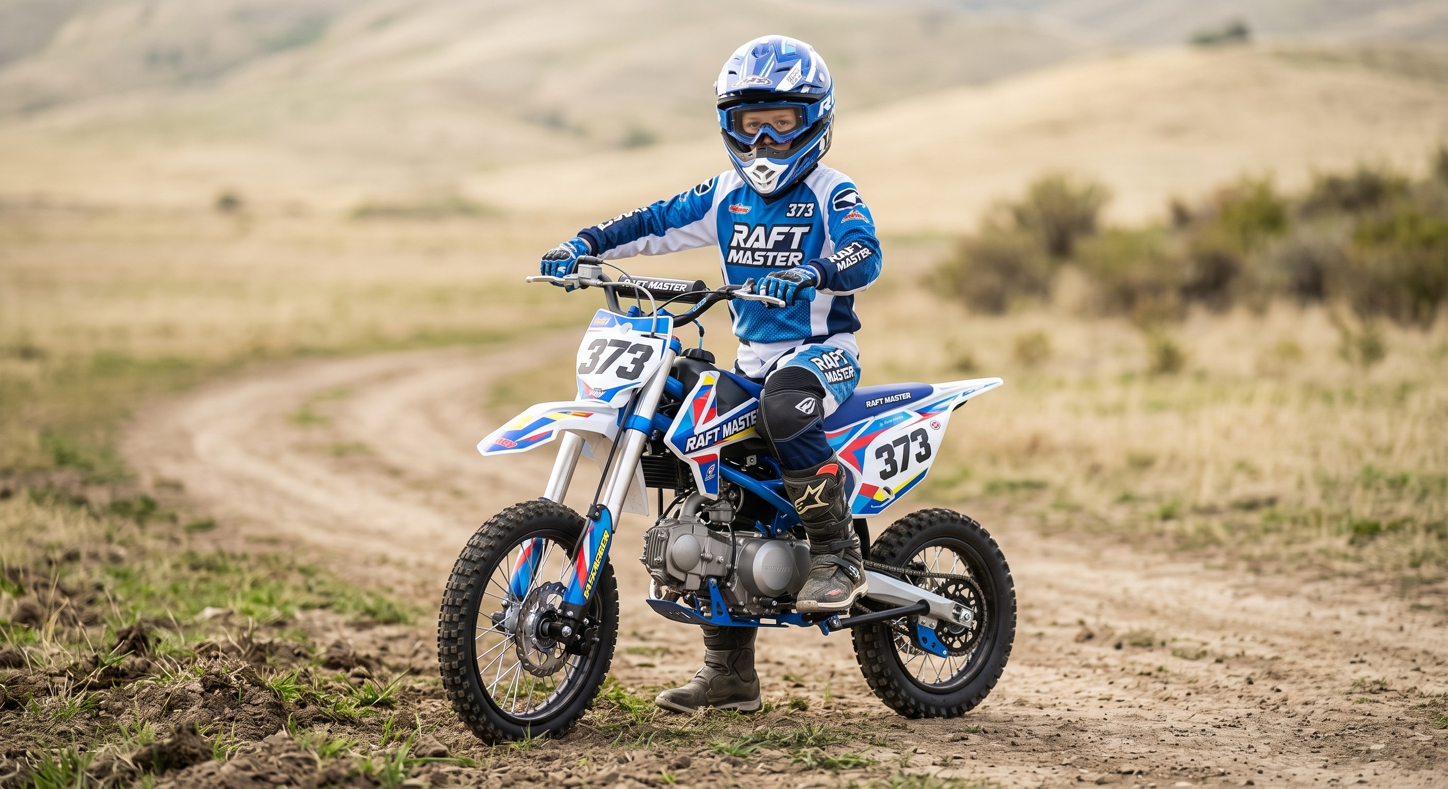 Pit bike 50cc Varman Italjet bleu en action