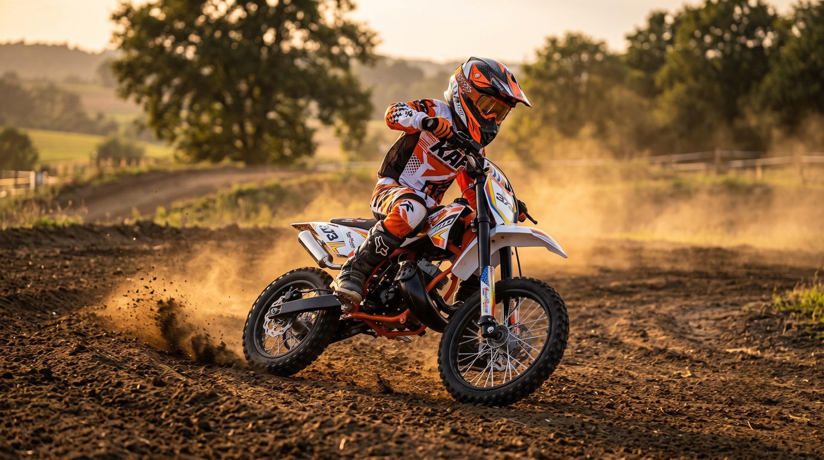 Enfant sur pit bike 50 Varman Italjet orange